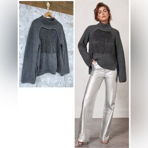 MINT VELVET Sparkle Fringe Wool Blend Jumper size large